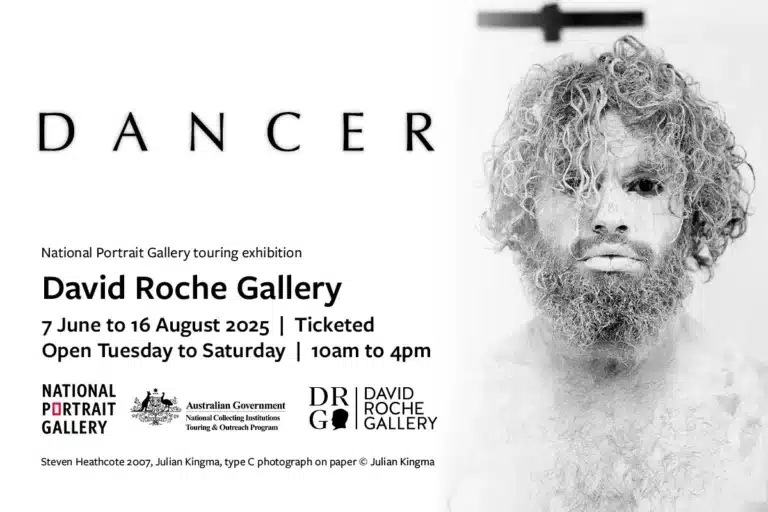 Dancers performing at the David Roche Gallery during an exhibition, showcasing movement and artistry in a vibrant setting.