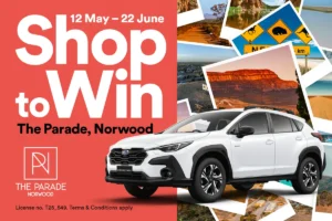 Shop to win prizes at the Norwood Parades event, featuring festive decorations and excited shoppers.