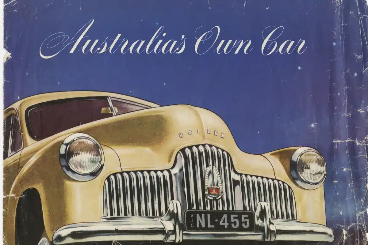 Vintage car advertisement featuring the phrase "Australia's Own Car" prominently displayed.