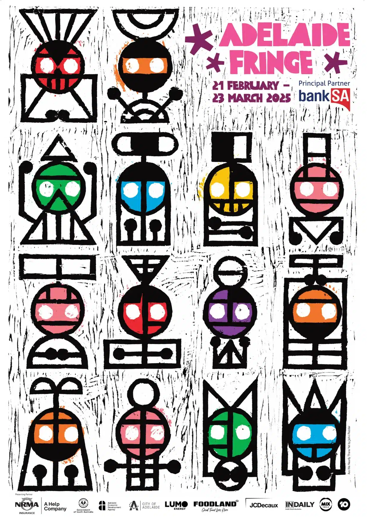 2025 Adelaide Fringe poster designed by John Pedder, titled 'Are We Nearly There Yet'.