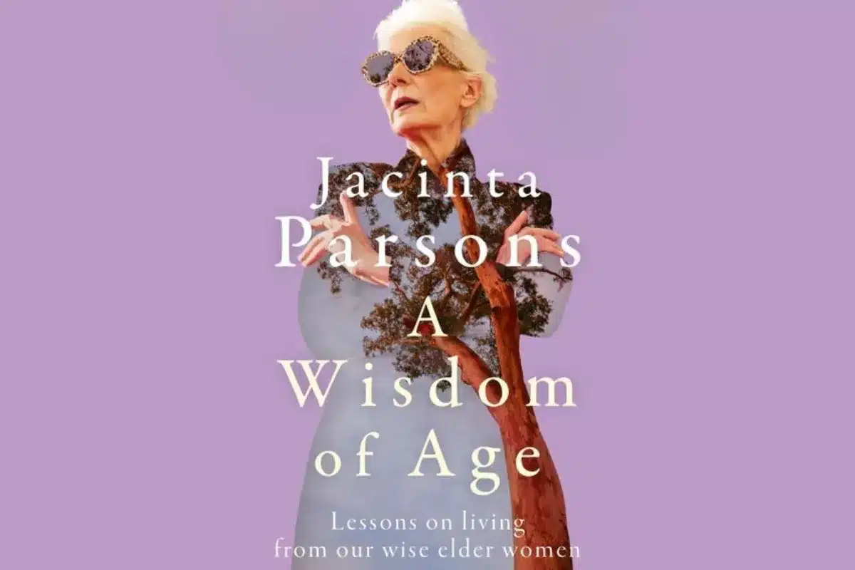 A Wisdom of Age book cover art with older woman and arms crossed.