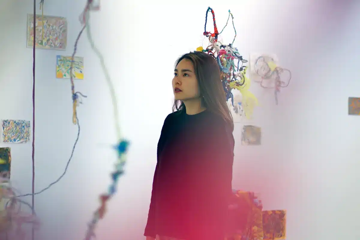 Artist admires art.