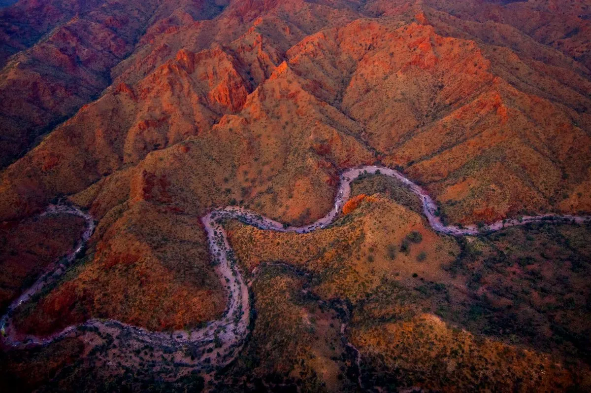 Aerial shot of the outback.