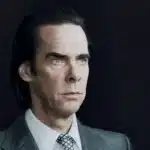 Portrait of a man, Nick Cave looking into the distance