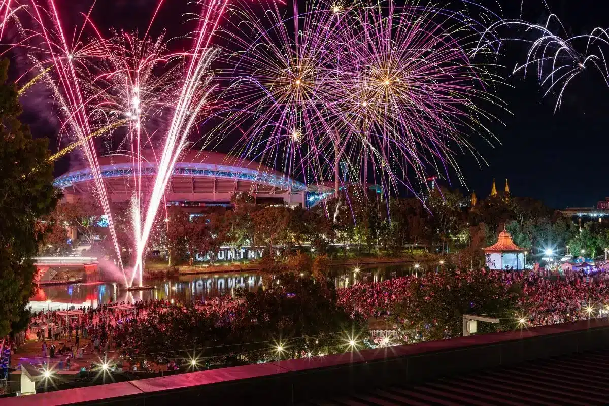 colourful display of fireworks in a night sky