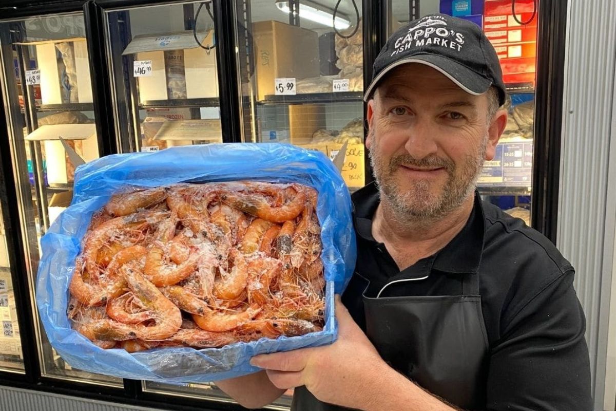 Cappo Seafood, SA showcasing local prawns.