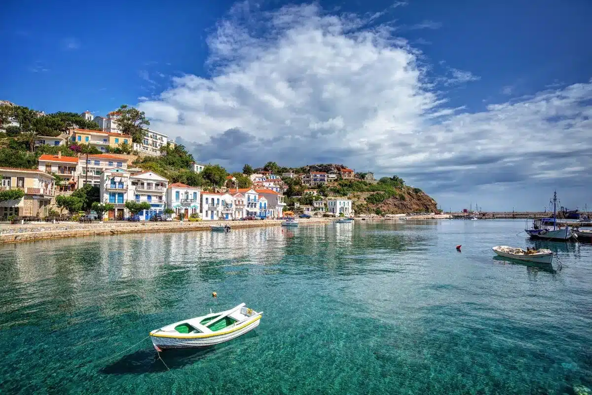 A boat in a harbour in Ikaria
