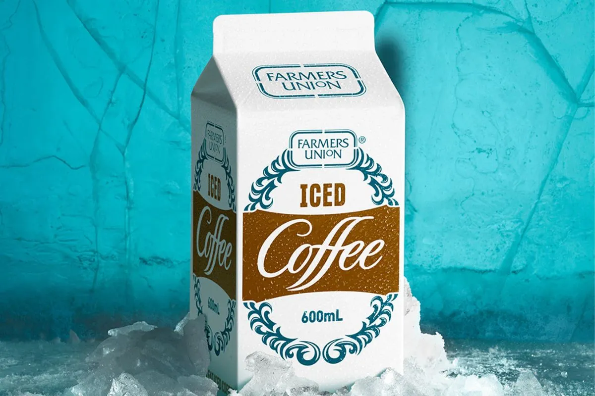 Carton of Farmers Union iced coffee.