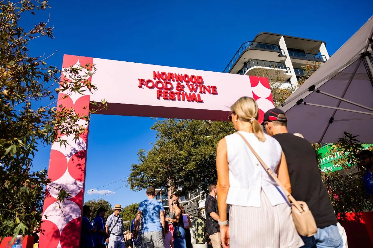 Norwood Food & Wine Festival entrance.