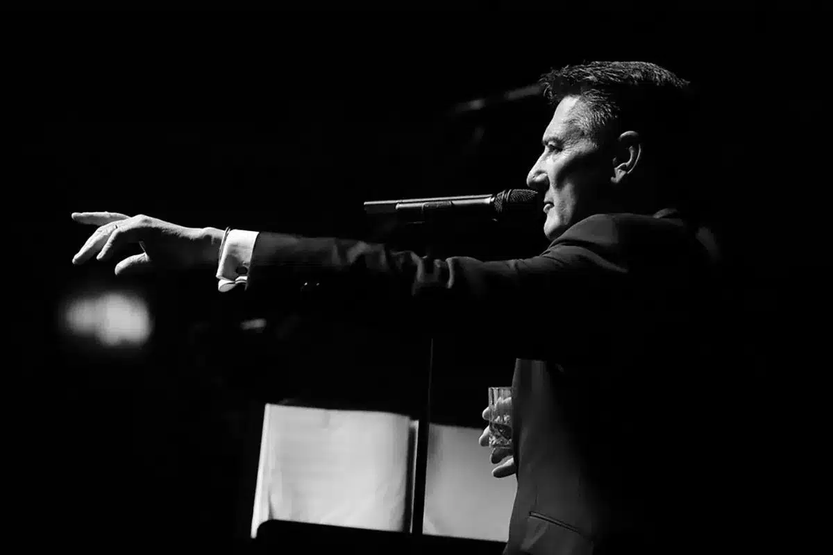 Tony Hadley performs on stage.
