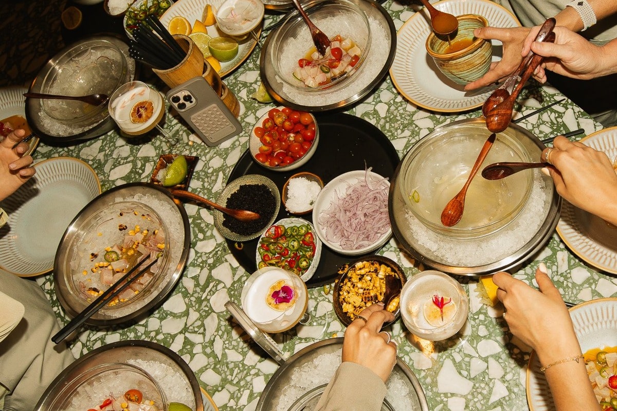 Tunki restaurant Adelaide Ceviche masterclass students assemble ceviche with a range of fresh ingredients.