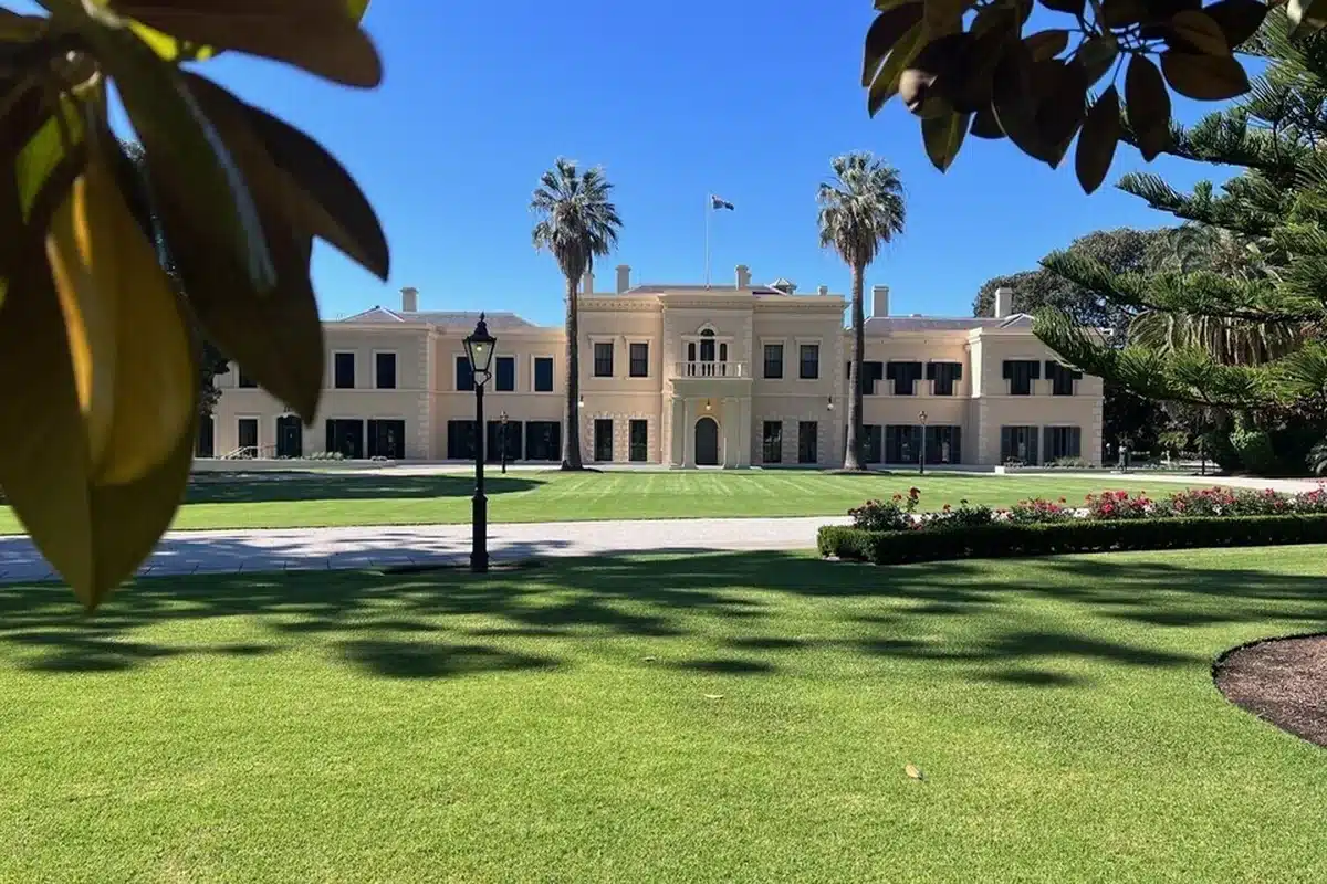 Government House Adelaide with landscaped gardens open to the public during History Festival