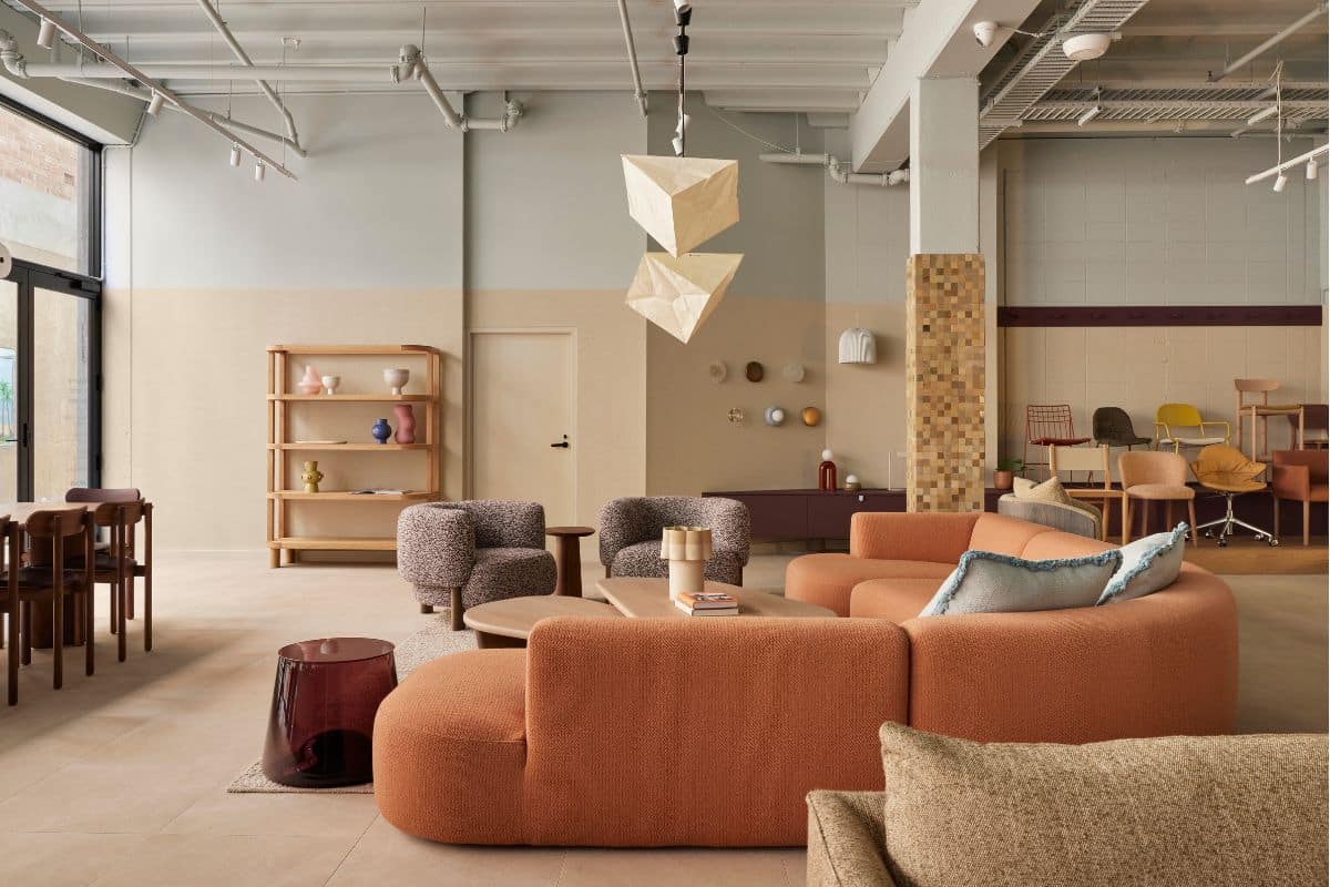 Jardan showroom featuring sofas, lighting and homeware.