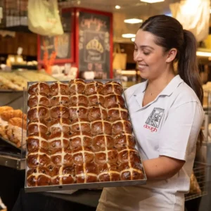 Adelaide Central Markets hot cross buns Easter.