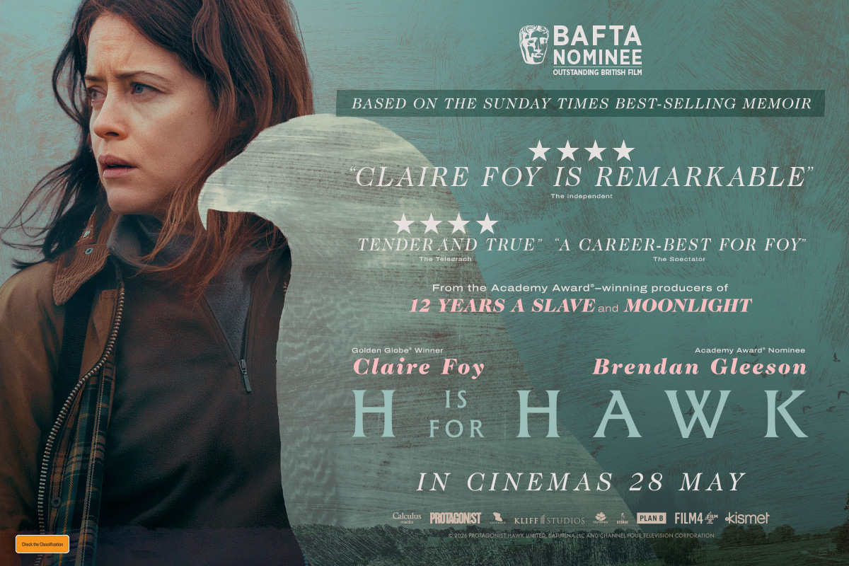 H is for Hawk film poster, in cinemas 28 May Claire Foy in H is for Hawk, a film by Kismet Movies.