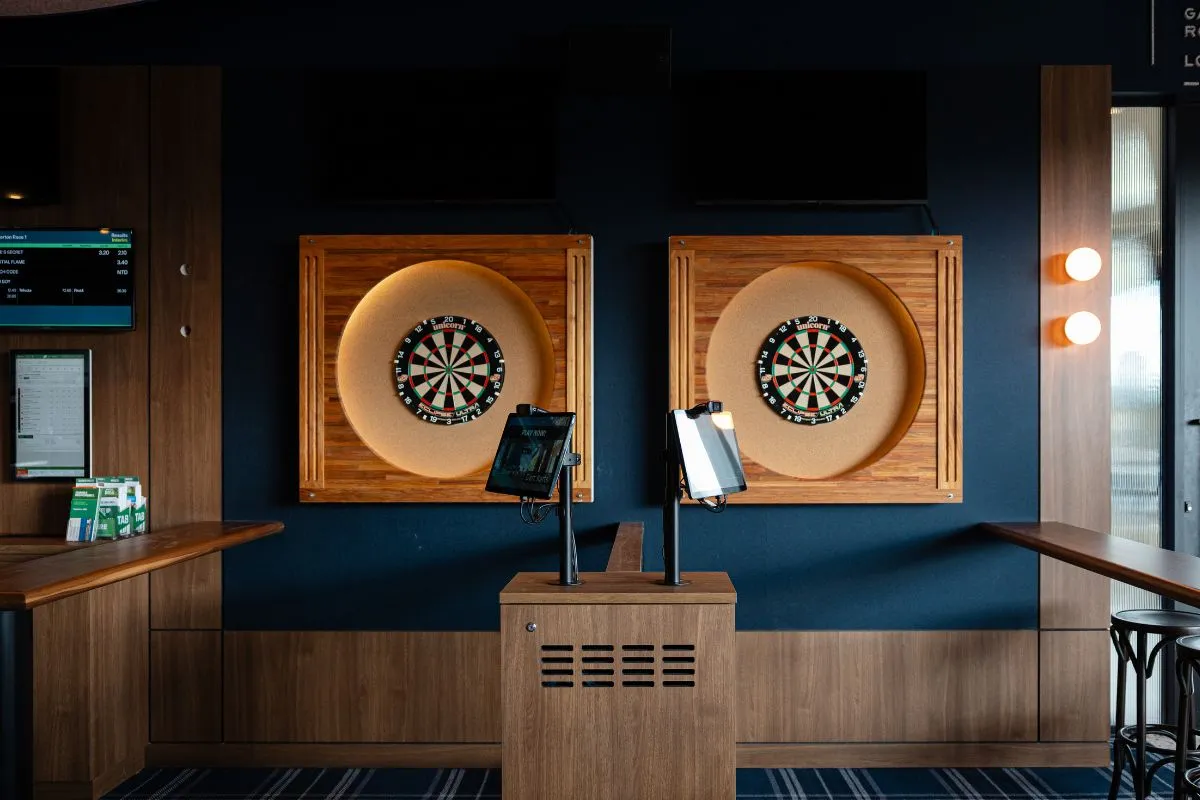 Hotel Panorama, bar area dart board.