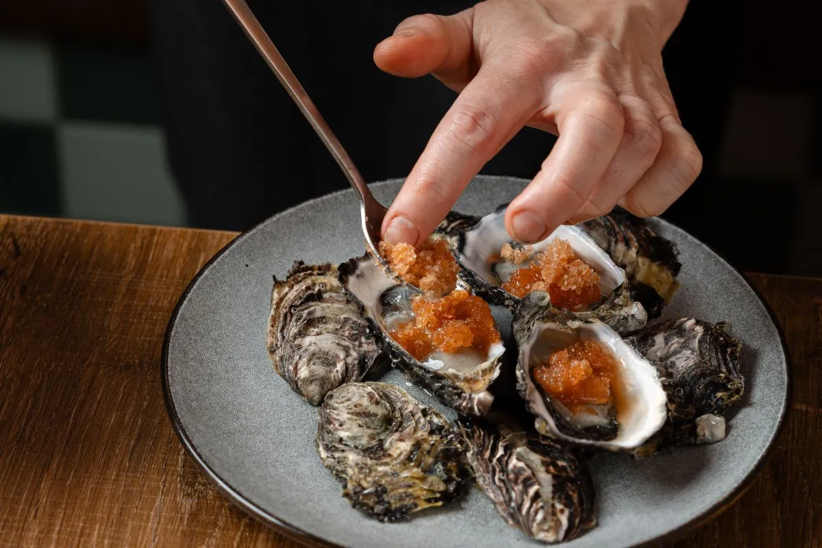 Picoso restaurant plate of oysters.