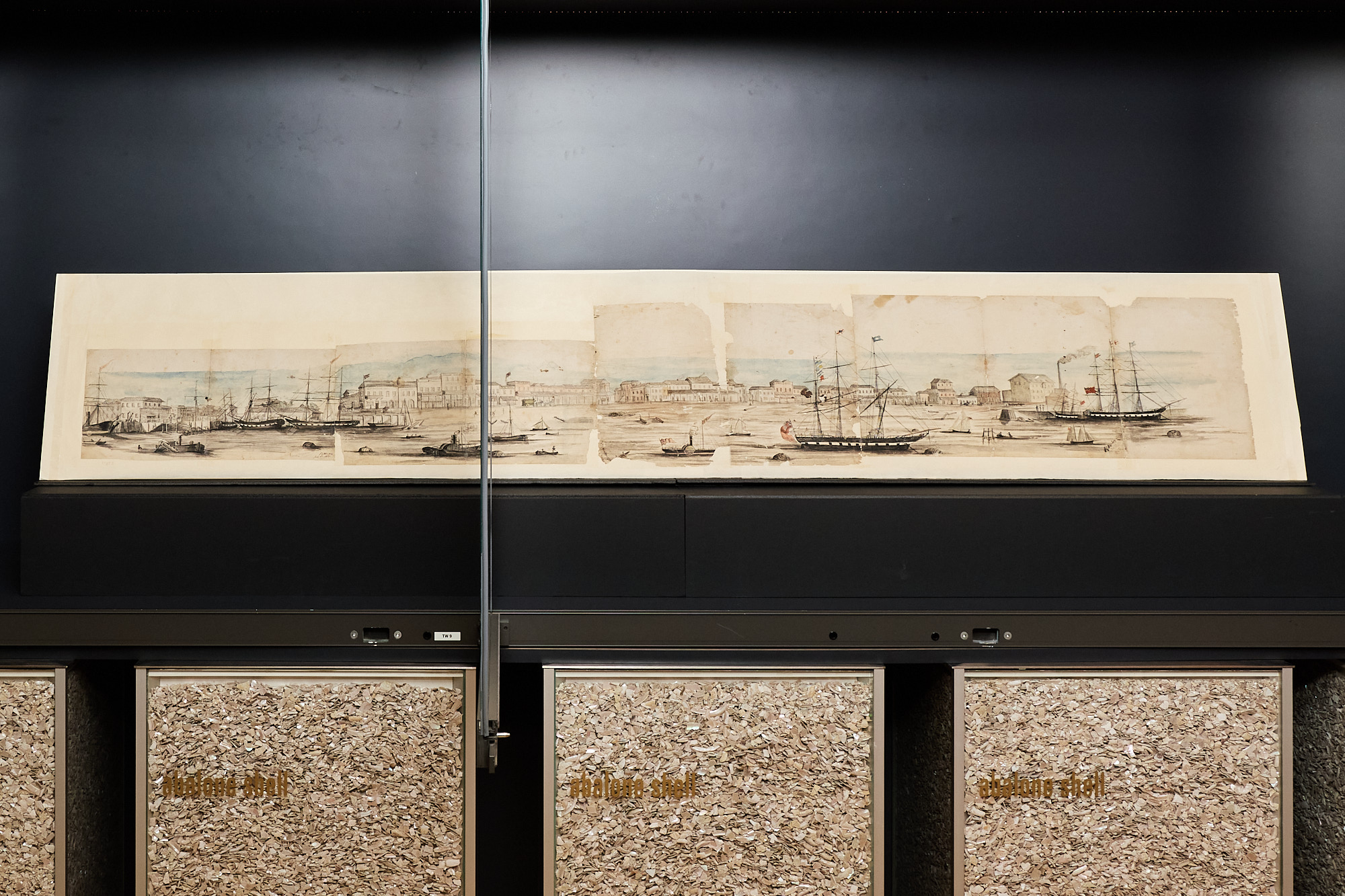 July 1855, Frank George Hankey painted a sweeping panorama of the Port Adelaide waterfront
