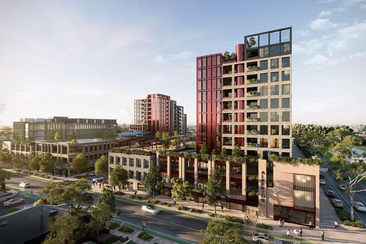 A simulation of building plans for Alberton Square, Port Adelaide, South Australia.