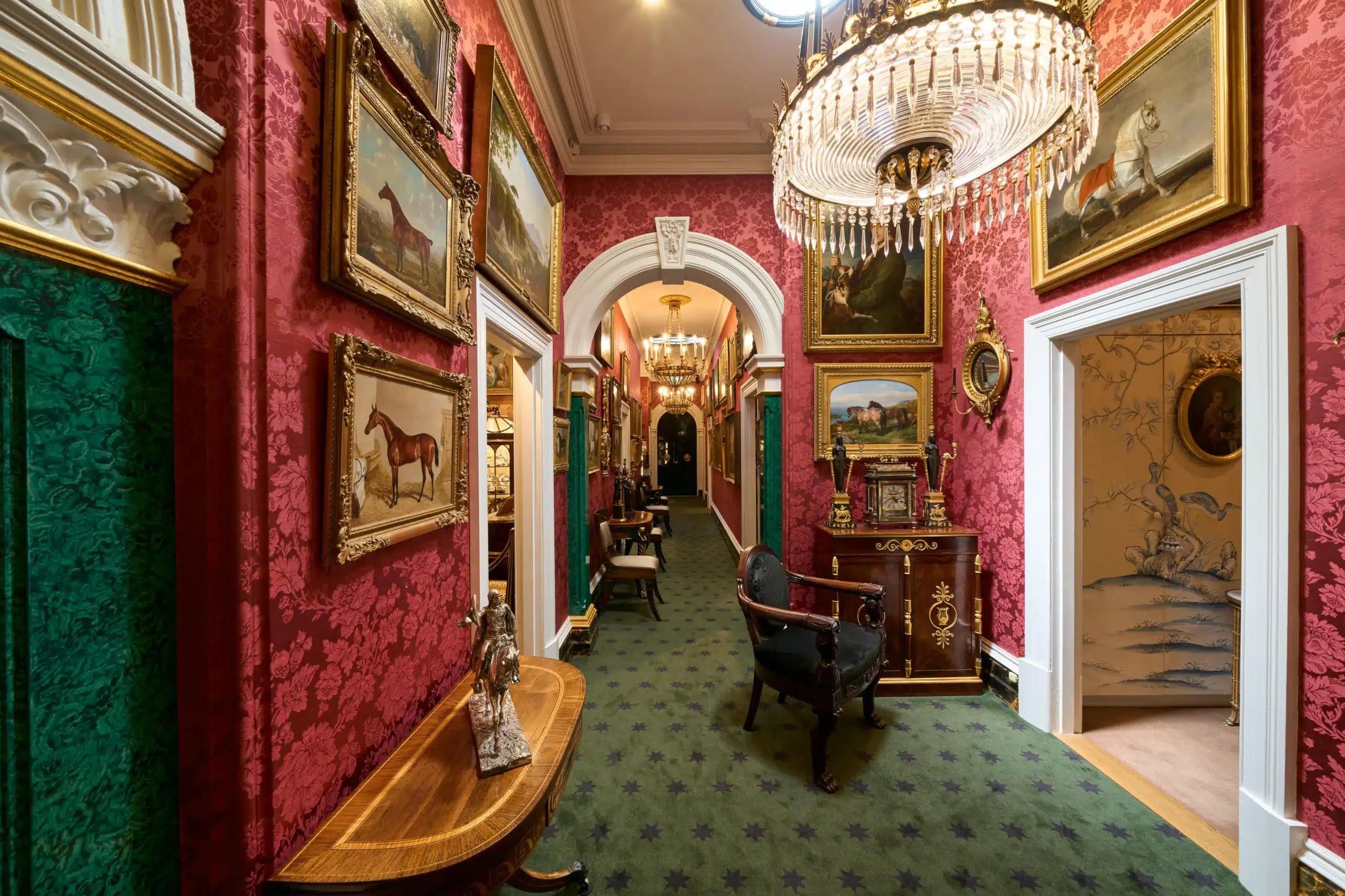 The main hall of Fermoy House at David Roche Gallery, North Adelaide, featuring the historic European and British collection.