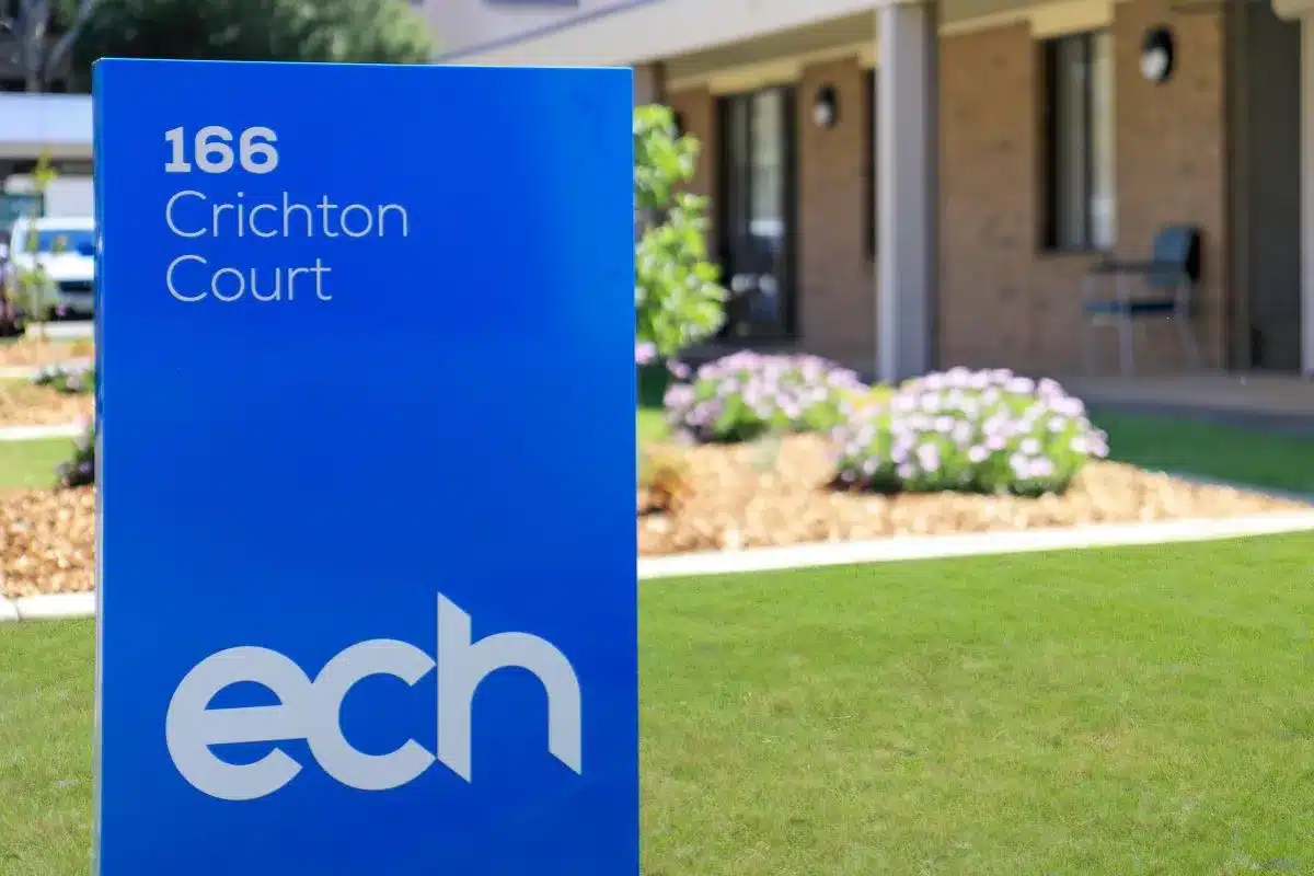 ECH signage for Crichton Court assisted living community at 166 Crichton Court