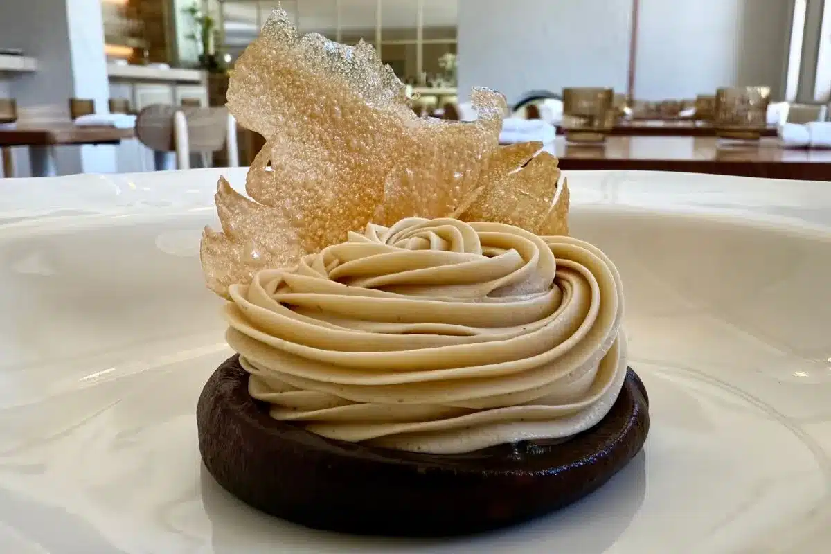 An elegant dessert from restaurant Esmay, Adelaide.