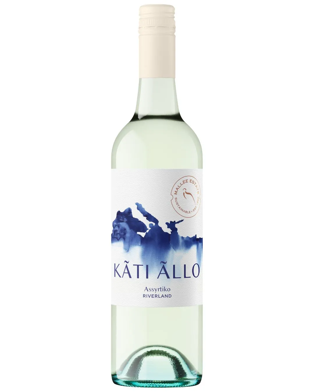 A bottle of Mallee Estate Kãti Ãllo Assyrtiko white wine from the Riverland.