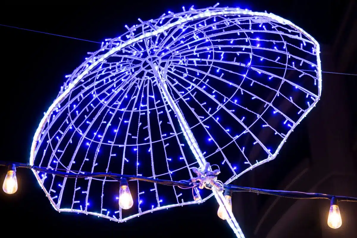 Marina Pier, Umbrellas light installation.