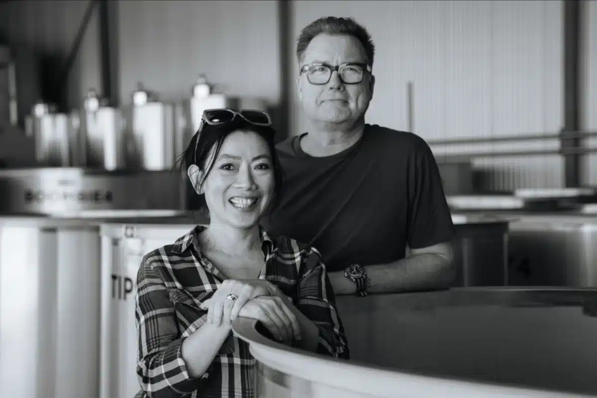 Ministry of Clouds winemakers pictured in a black and white portrait.