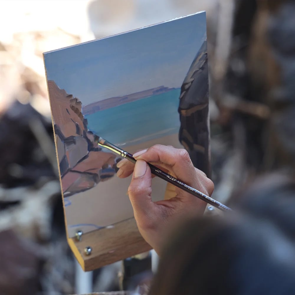 Tsering Hannaford in the Kimberley landscape during the Paspaley residency