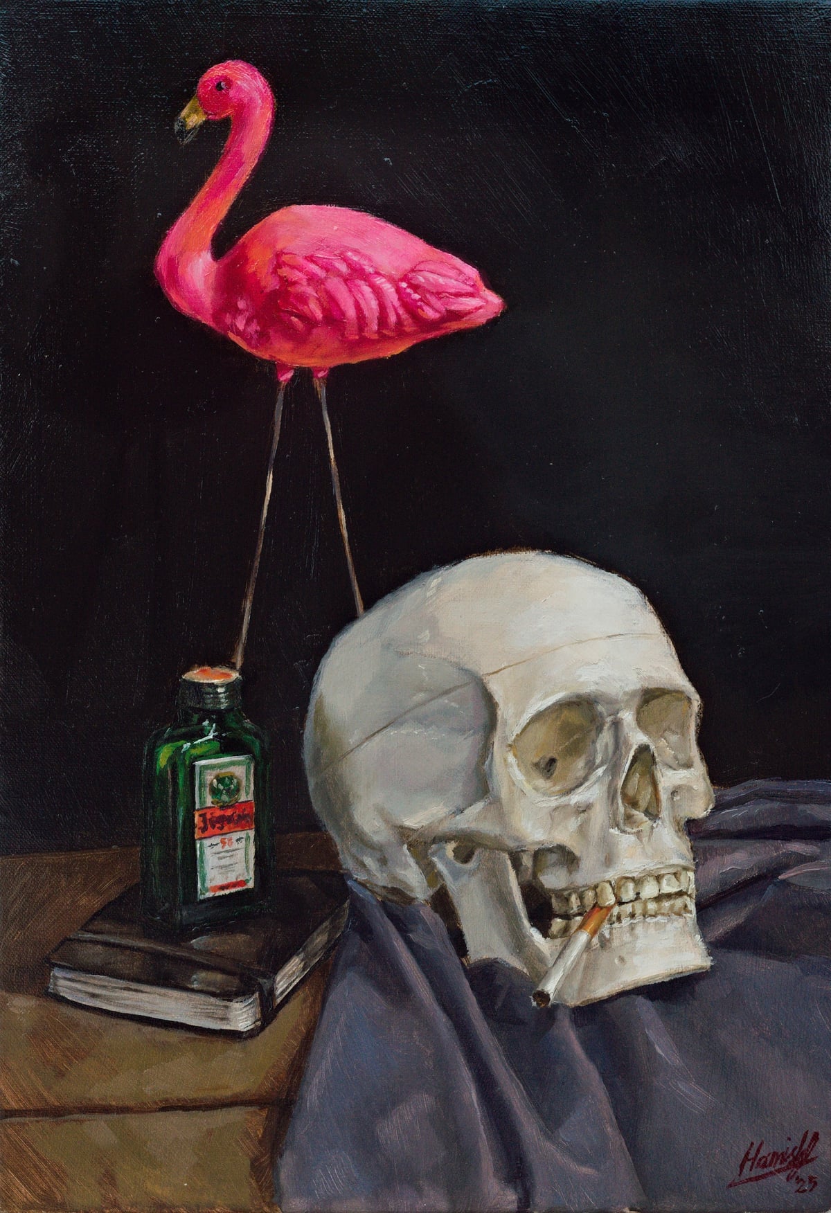Painting by Hamish Fleming capturing an atmospheric nocturnal scene