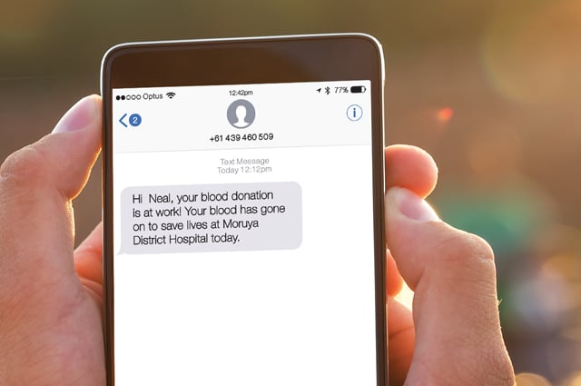 SMS reminder to book a blood donation appointment